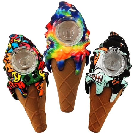 4.5" Ice Cream Cone Silicone Hand Pipe | Assorted Design