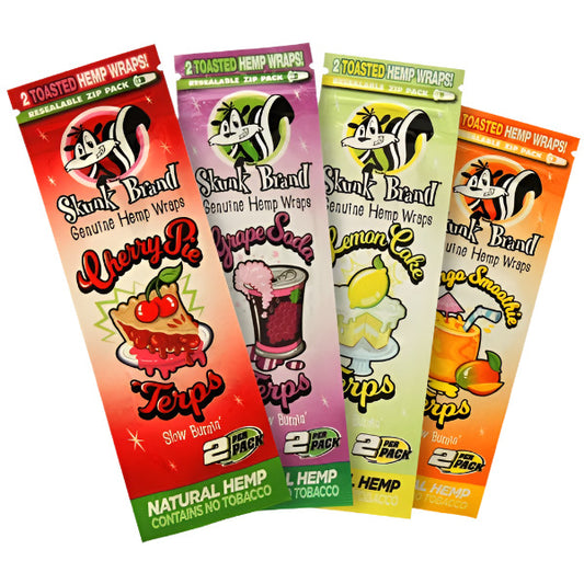 Skunk Brand Hemp Wraps | 25 Pouches | 2 Hemp Wraps | 50 Hemp Wraps Per Box | 4 Flavor Choices