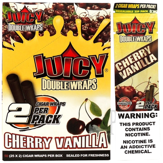 Juicy Double Wraps | 25 Pouches x 2 Wraps Each | Many Flavor Choices