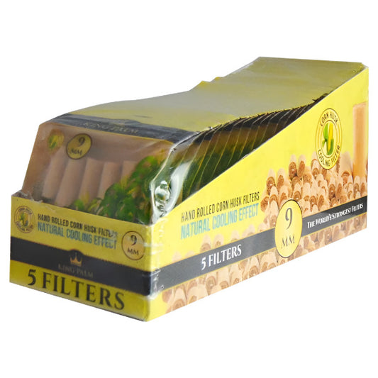 King Palms 9mm Corn Husk Filter | 120 Count | 24 Pouches Per Display Box | 5 Filters Per Pouch