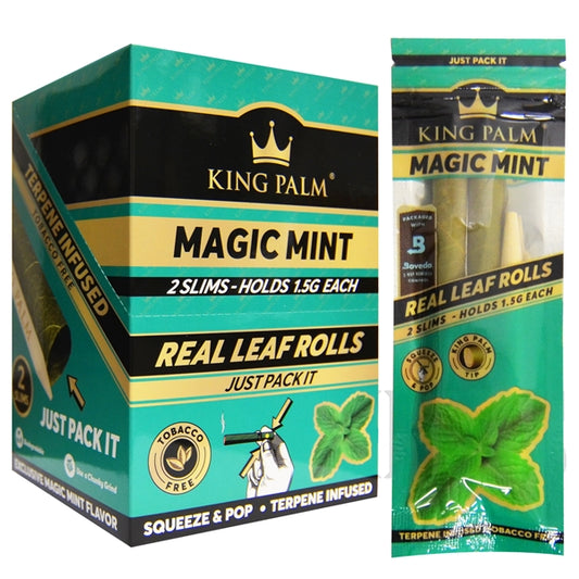 King Palms Real Leaf Rolls with Boveda | 1.5G Each | 2 Slims Flavored | 20 Packs | Mighty Mint
