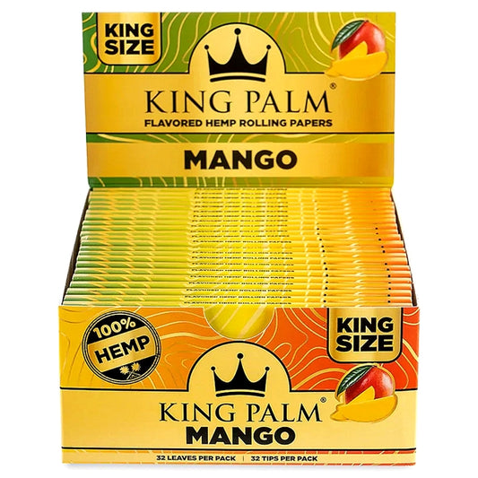 King Palm Hemp | King Size | 22 Booklets Per Box | 32 Leaves & Tip Per Pack | Mango