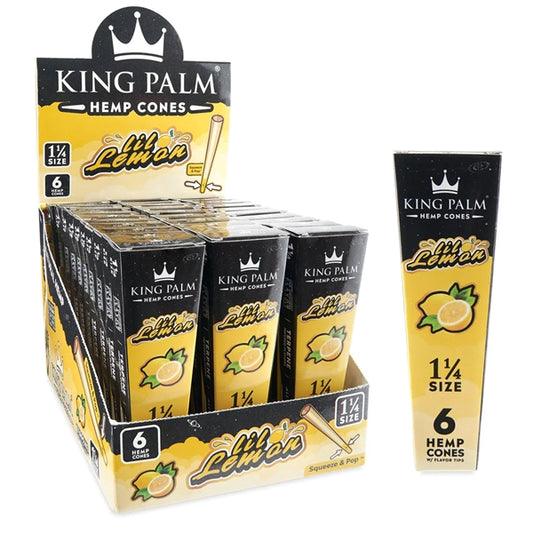 King Palm Hemp Cones | 1 1/4 | 30 Packs | 6 Cones Per Pack | Lil Lemon