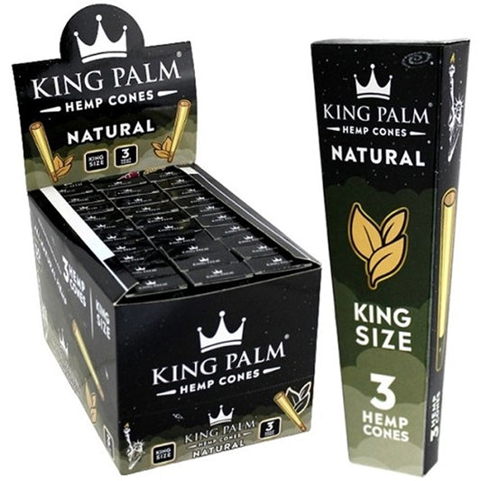 King Palm Hemp Cones | King Size | 30 Packs | 3 Cones Per Pack | Natural