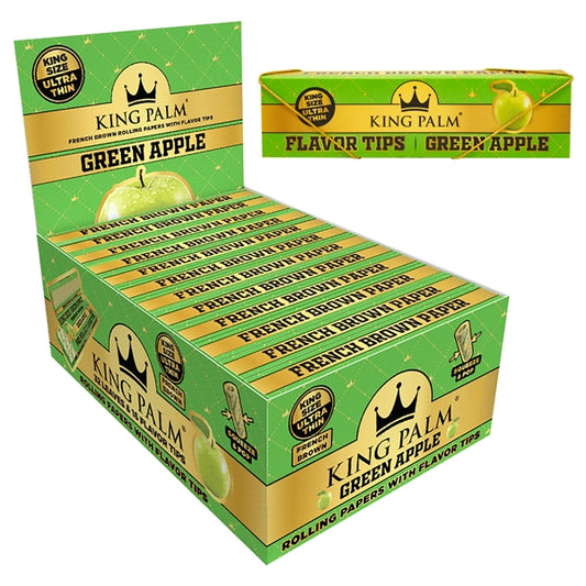 King Palm French Brown | King Size | 32 Leaves | 16 Flavor Tips | Green Apple