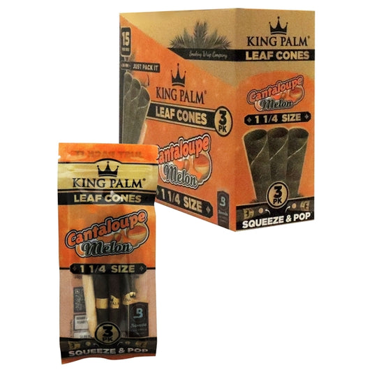 King Palm | Leaf Cones | 84mm | 15 Pouches Per Box | 3 Packs | 1 1/4 Size - Cantaloupe Melon