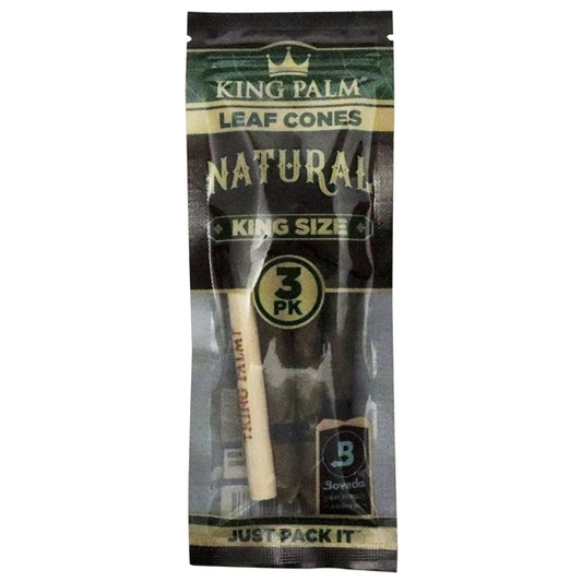 King Palm | Leaf Cones | 109mm | 15 Pouches Per Box | 3 Packs | King Size - Natural