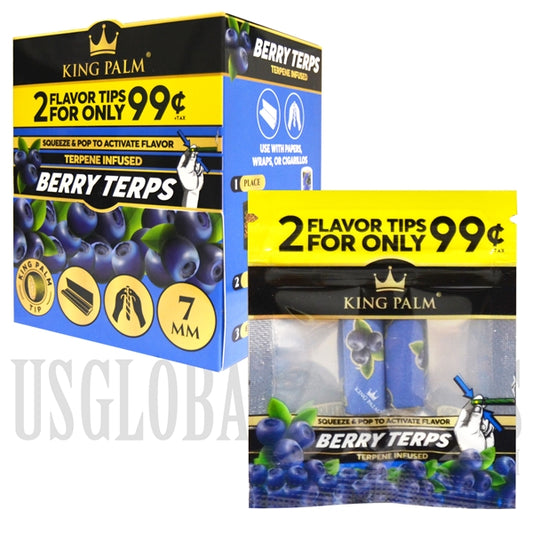 King Palm | Berry Terp Filter Tips | 50 Pouches | 2 Per Pouch | 7mm