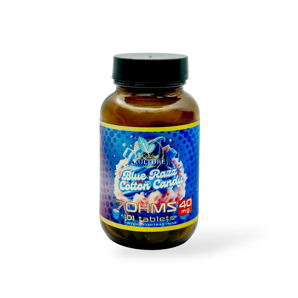 KratomKulture_7OHMSPlatinum_40MG_101Table_BlueRazzCottonCandy