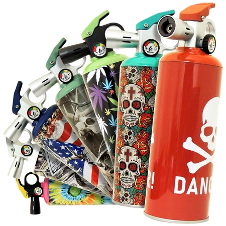 9.5" Techno Torch Extinguisher | Refillable Butane Lighter | Assorted Designs