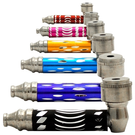 3" Diamond Cut Metal Hand Pipe | Colors Come Assorted