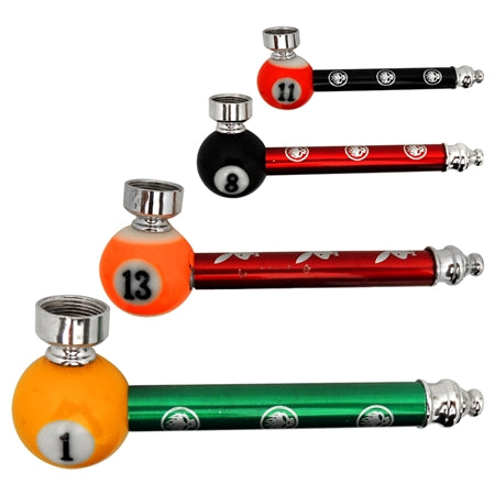 5" Pool Ball Metal Hand Pipes | Assorted Colors