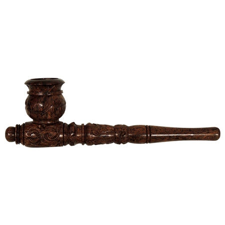6" Craved Wooden Pipe
