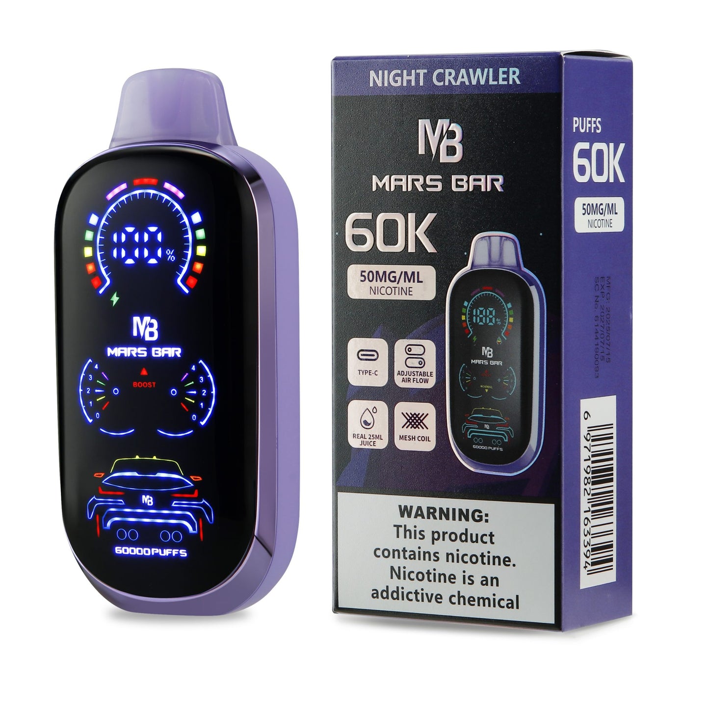 Mars Bar | 60K Puffs | 50MG/ML Nic | 5 Pack | Multiple Flavor Option
