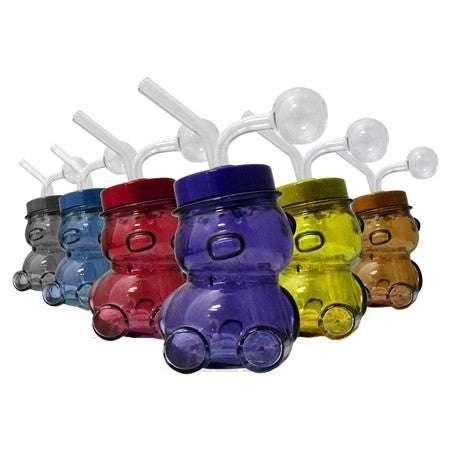 4" Bear Oil Burner Glass Water Pipe | Colors Come Assorted