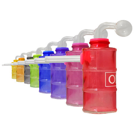 4" Oil Barrel Oil Burner Glass Water Pipe | Colors Come Assorted