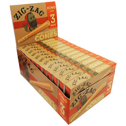 Zig-Zag Unbleached | King Size | 24 Pack Of 3 Cones