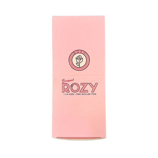 Rozy Bouquet Fine European Paper | 1 1/4 + Pre-Rolled Tips | 24 Pack | 50 Sheets | 16 Pre-Rolled Pink Tips