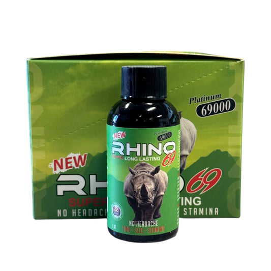RHINO 69 Platinum 69000 | 12 Bottles Per Display | 2oz Per Bottle