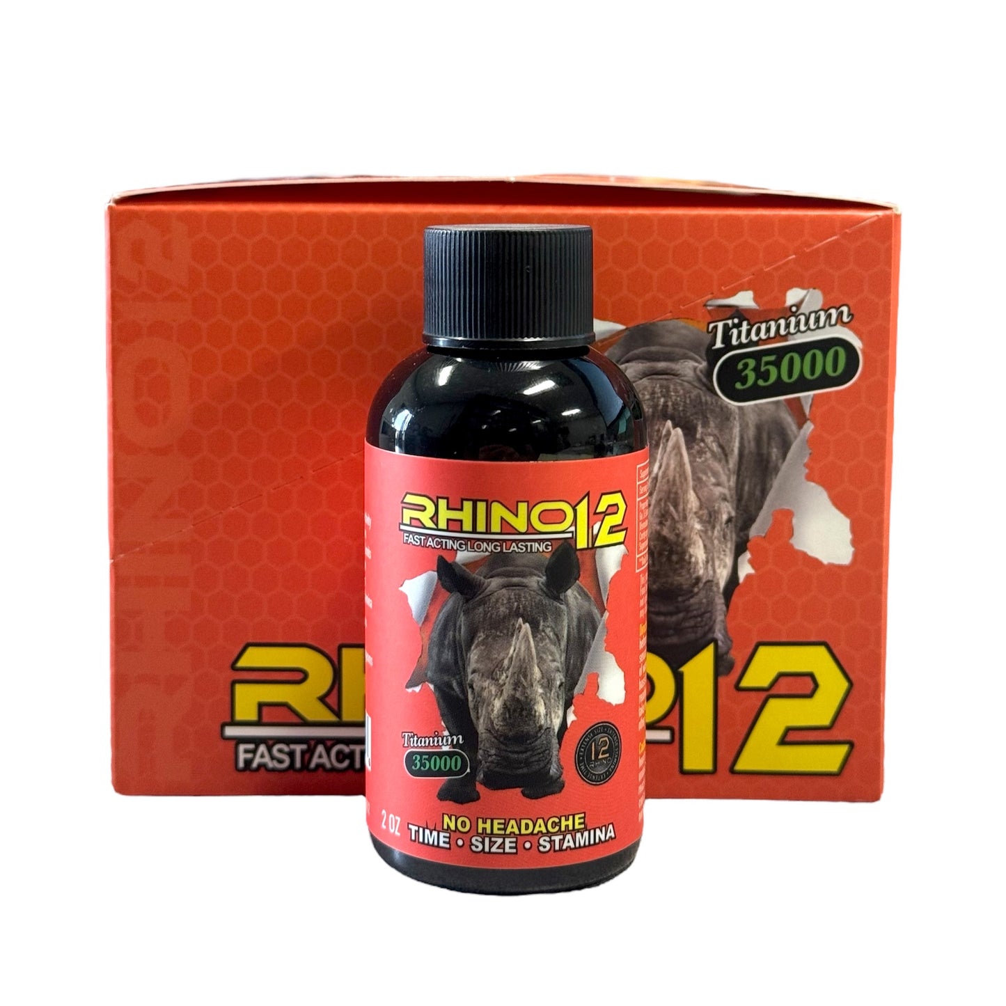 RHINO 12 Titanium 35000 | 12 Bottles Per Display | 2oz Per Bottle