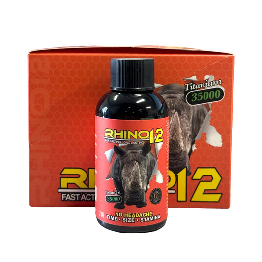 RHINO 12 Titanium 35000 | 12 Bottles Per Display | 2oz Per Bottle