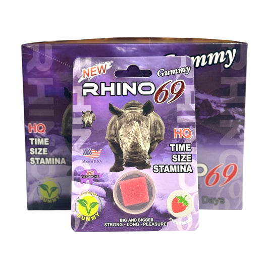 RHINO Gummy 69 | Strawberry | 24ct Per Display