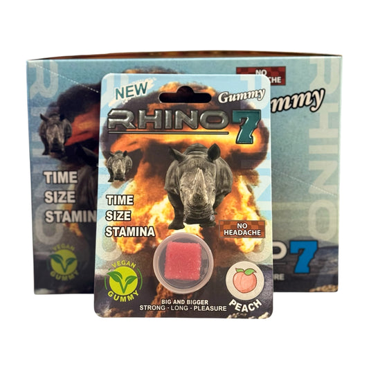 RHINO Gummy 7 | Peach | 24ct Per Display