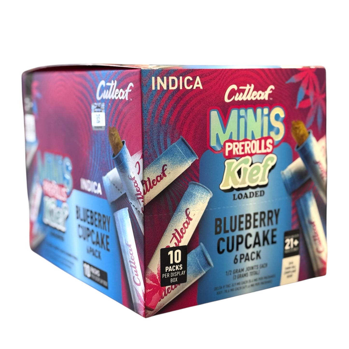 Cutleaf Minis Prerolls | Kief Loaded | Delta 9 THC | 10 Packs Per Display | Multiple Flavor Option