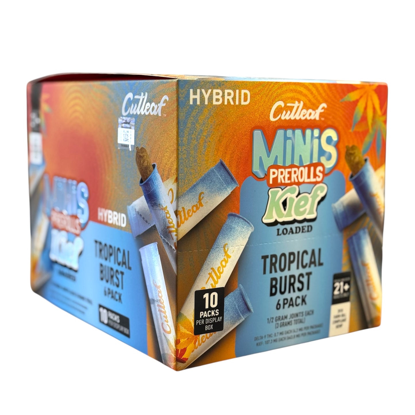 Cutleaf Minis Prerolls | Kief Loaded | Delta 9 THC | 10 Packs Per Display | Multiple Flavor Option