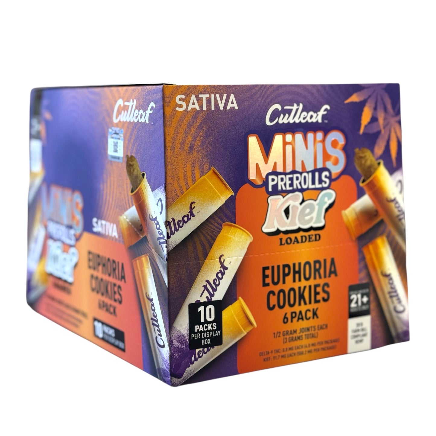 Cutleaf Minis Prerolls | Kief Loaded | Delta 9 THC | 10 Packs Per Display | Multiple Flavor Option