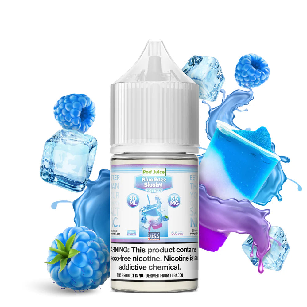 PodJuice_SaltNicotine_55MG_BlueRazzSlushy