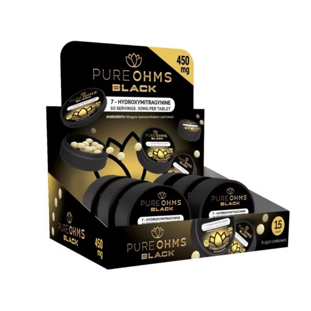PureOhmsBlack_7Hydroxymitragynine_450MG_15Tablet_6Pack