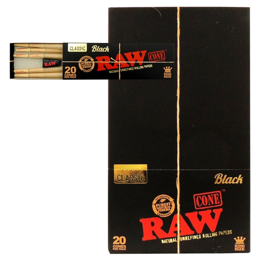 RawBlackClassicCones_KingSize_20ConesPerPack