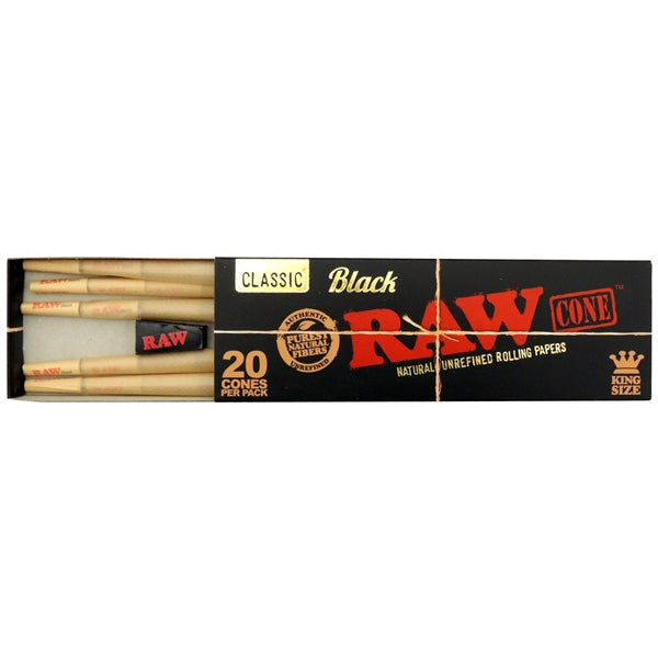 RawBlackClassicCones_KingSize_20ConesPerPack