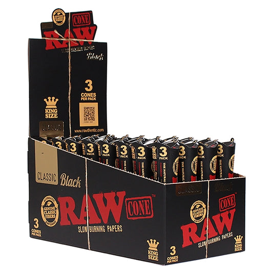 RawBlackClassicCones_KingSize_3ConesPerPack