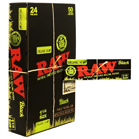 RawBlack_ClassicRollingPaper_OrganicHemp_24PerBox
