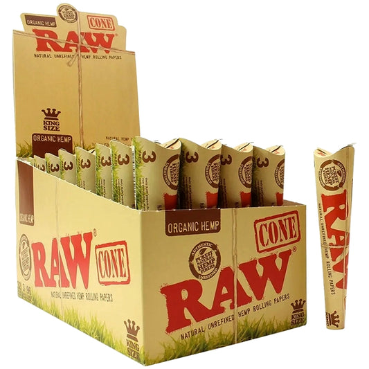 RawOrganicHempCones_KingSize_32PacksPerBox_3ConesPerPack