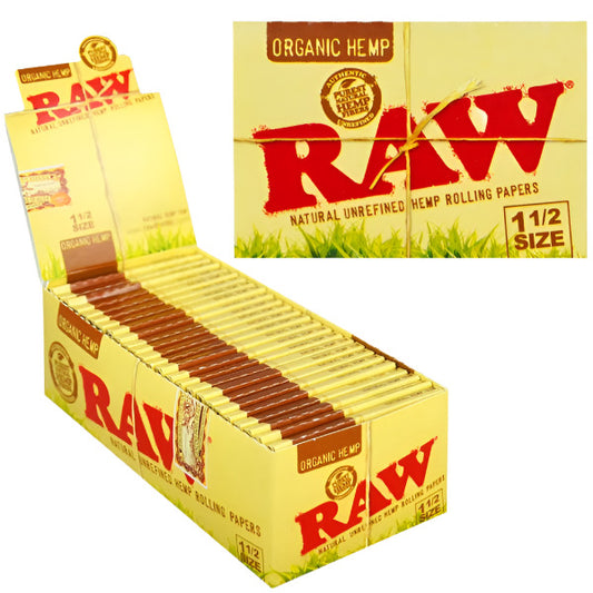 RawOrganicHempRollingPaper_11/2Size_25PerBox