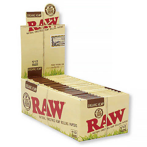 RawOrganicHempRollingPaper_11/2Size_25PerBox