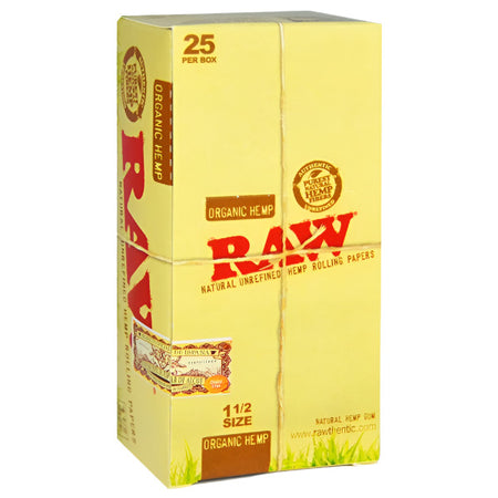 RawOrganicHempRollingPaper_11/2Size_25PerBox