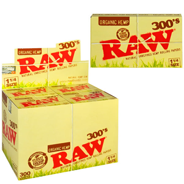 RawOrganicHempRollingPaper_11/4Size_300LeavesPerPack