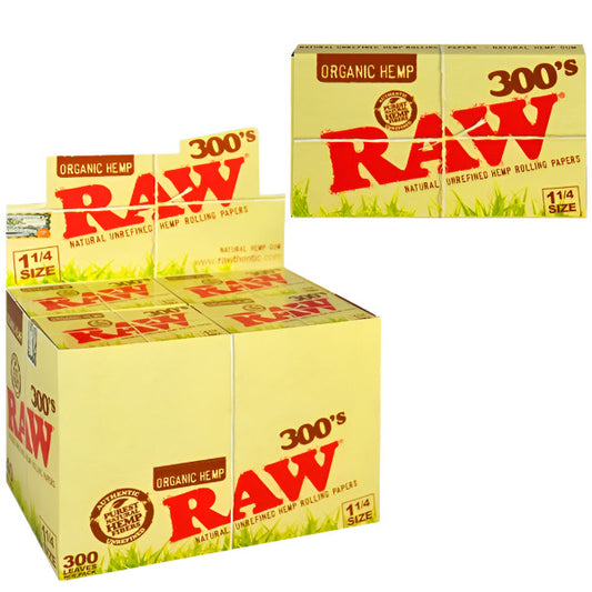 RawOrganicHempRollingPaper_11/4Size_300LeavesPerPack