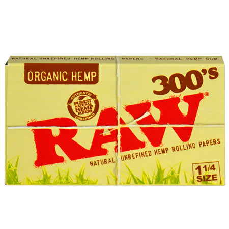 RawOrganicHempRollingPaper_11/4Size_300LeavesPerPack