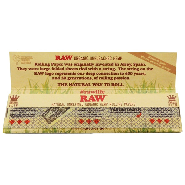 RawOrganicHemp_RollingPaper_KingSizeSlim_50PackPerBox