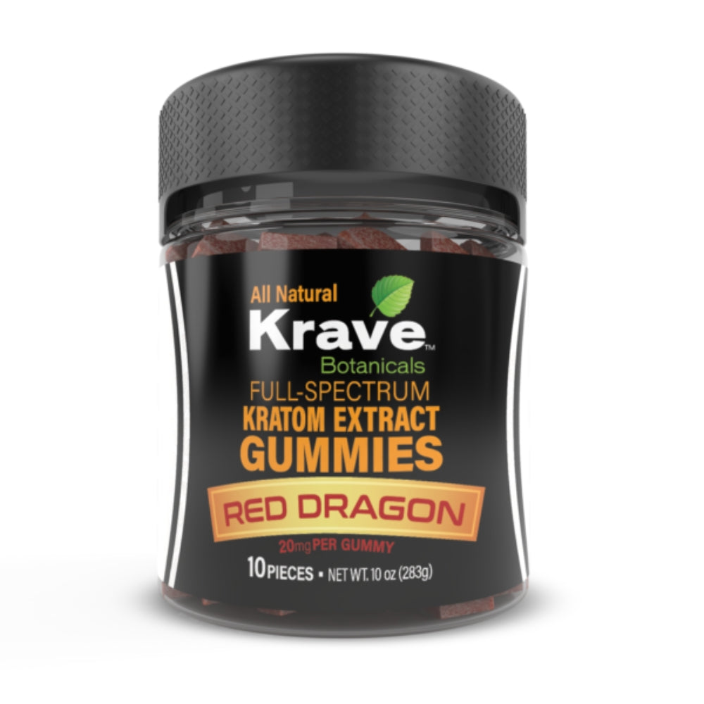 Krave Full-Spectrum Kratom Extract Gummies | 10 Pieces Per Jar | 20MG Per Gummy