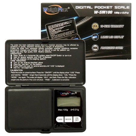 WeighMax W-SM100 | Digital Pocket Scale | 100g x 0.01g | Black