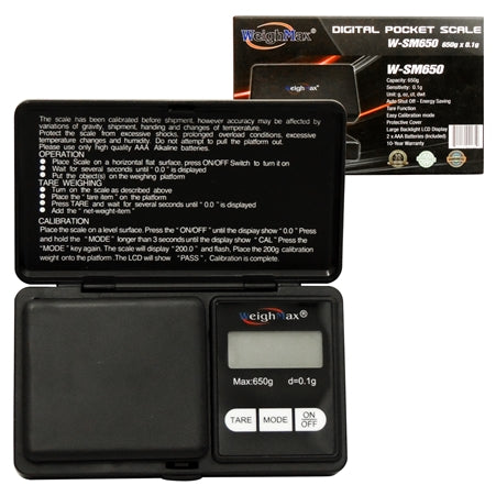 WeighMax W-SM650 | Digital Pocket Scale | 650g x 0.1g | Black