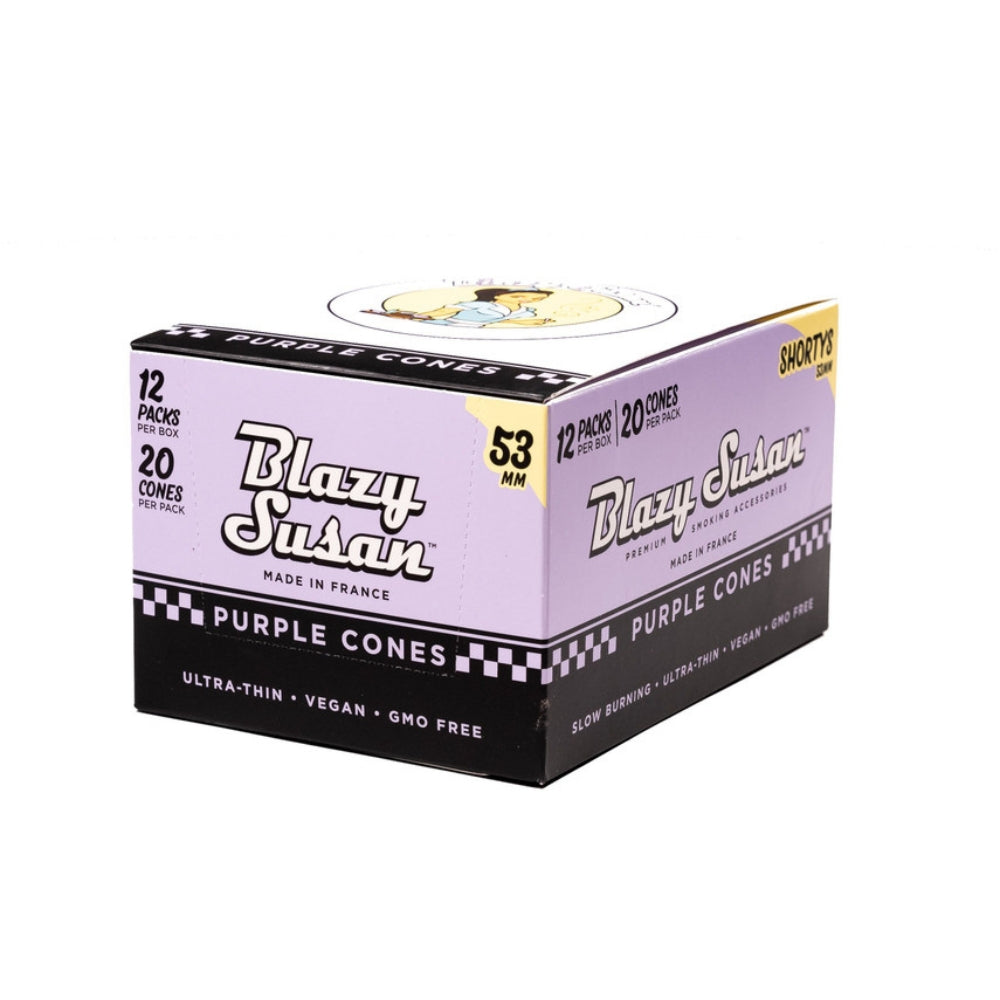Blazy Susan Purple Cones | 12 Packs Per Box | 20 Cones Per Pack | Shortys 53MM