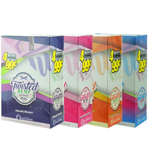 Twisted Hemp Wraps | 15 Pouches | 4 Wraps Each | Multiple Flavor Option