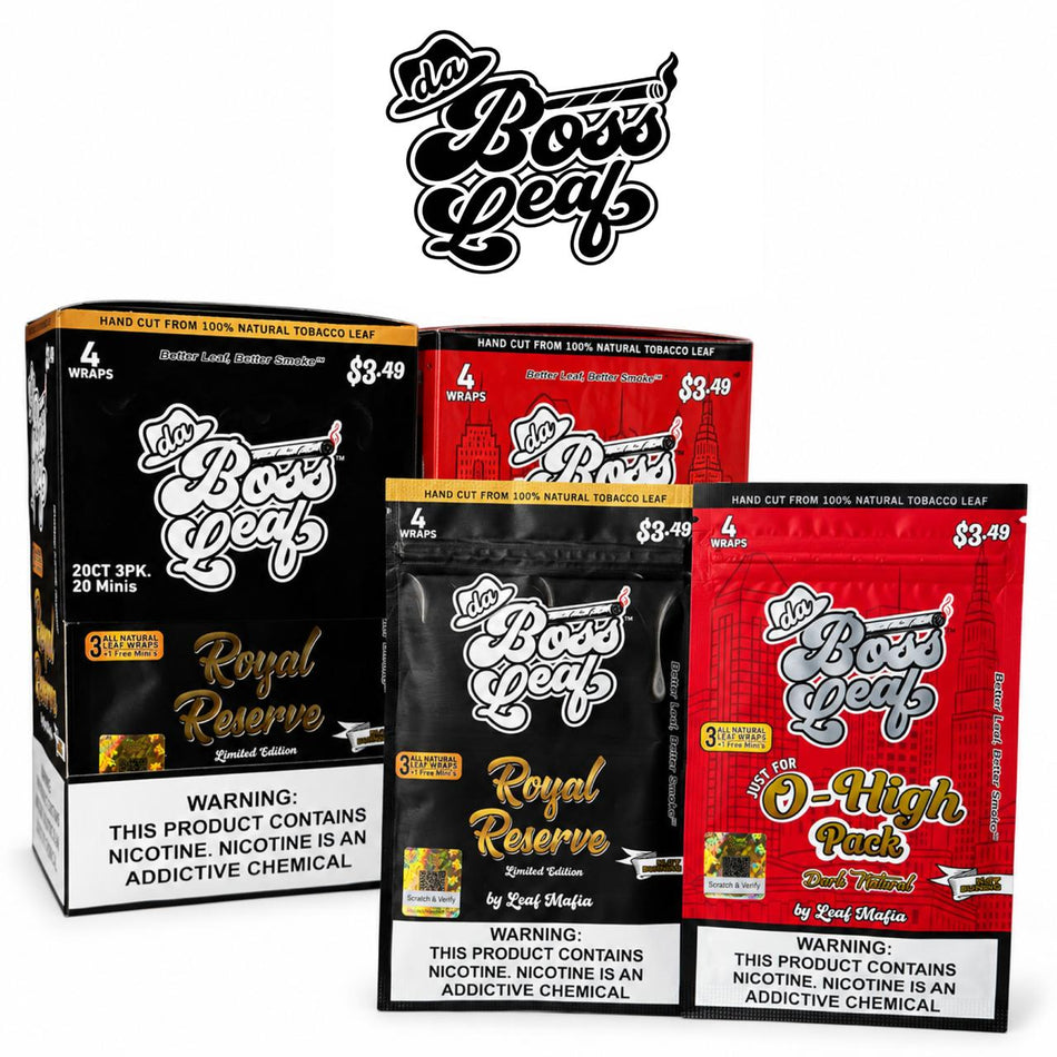 Boss Leaf | 20 - 3+1 Pack (3.49) | 4 Wraps | 3 Flavor Option